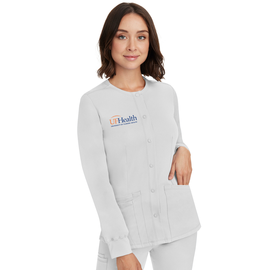 Round Neck Snap Button Front Jacket